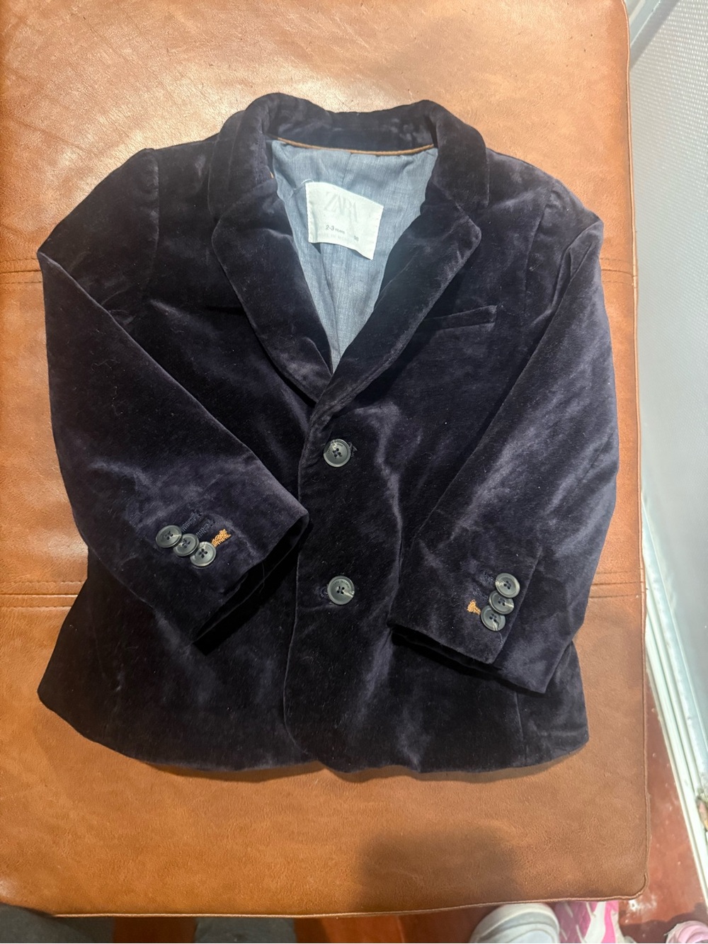 Zara Kids Dark Navy Velvet Blazer